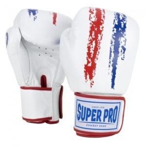 Super Pro Warrior Lederen (kick)bokshandschoenen Rood/Wit/Blauw