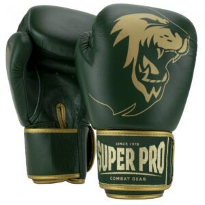Super Pro Warrior SE Lederen (kick)bokshandschoenen Groen/Goud