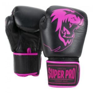 Super Pro Warrior Lederen (kick)bokshandschoenen Zwart/Roze